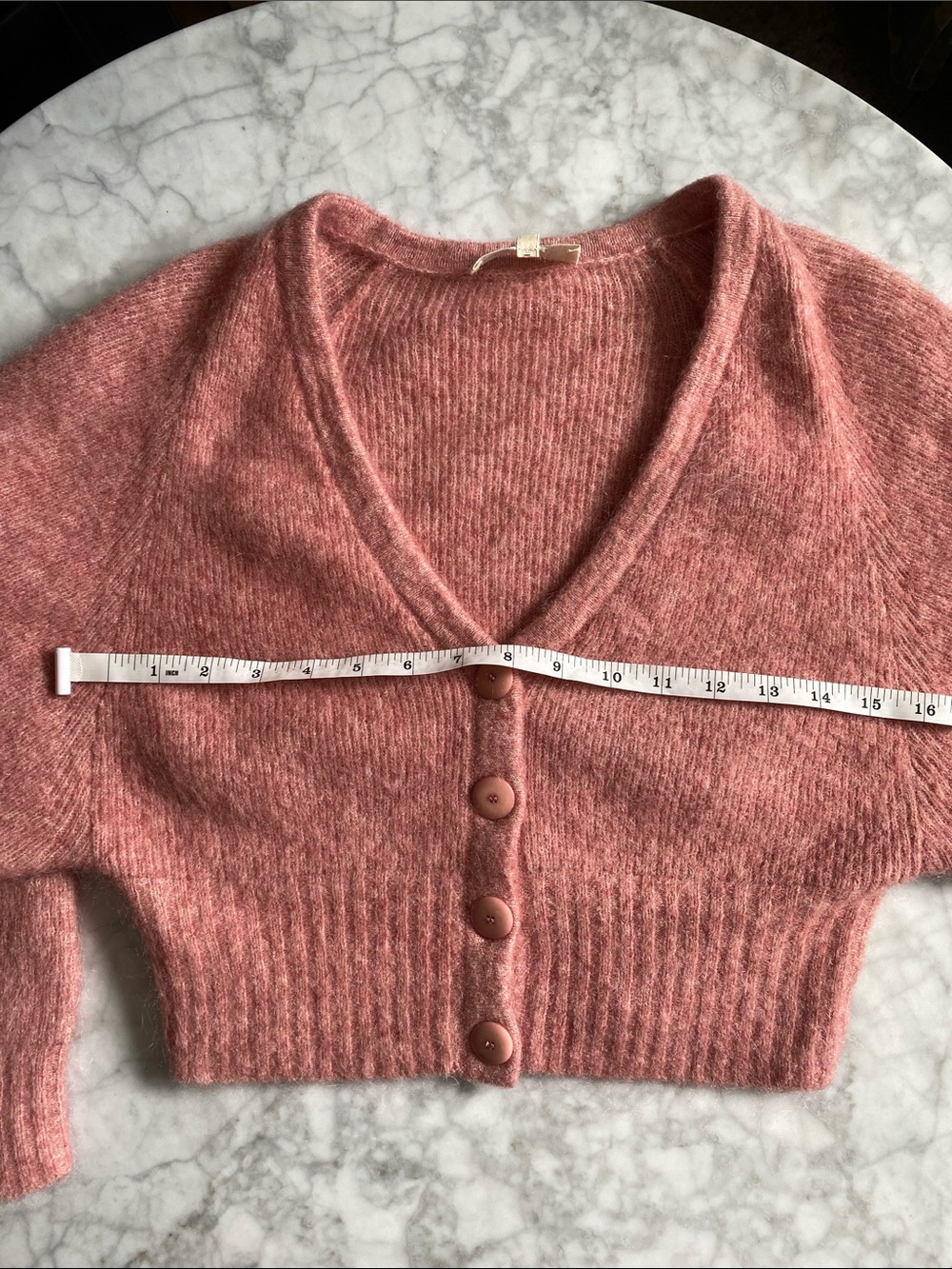 Cozy Rose Pink Mohair-Blend V-Neck Cardigan - Picture 7 of 9